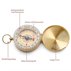 Boussole <span class=keywords><strong>en</strong></span> laiton antique nautique gravable à la main boussole de navigation à vis de poche pour enfants camping randonnée - Product Image 5