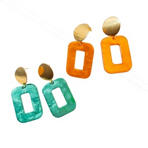 Newly Fancy Geometric <b>Acrylic</b> Stud Earrings Stylish Design Pink Lime Green Color <b>Block</b> Women's Trendy Party Jewelry for Woman - Product Image 5