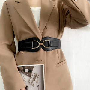 Buon prezzo 2.4 pollici di larghezza in pelle sintetica nero <span class=keywords><strong>Beige</strong></span> <span class=keywords><strong>cintura</strong></span> con cinturino elasticizzato per <span class=keywords><strong>donna</strong></span> - Product Image 6