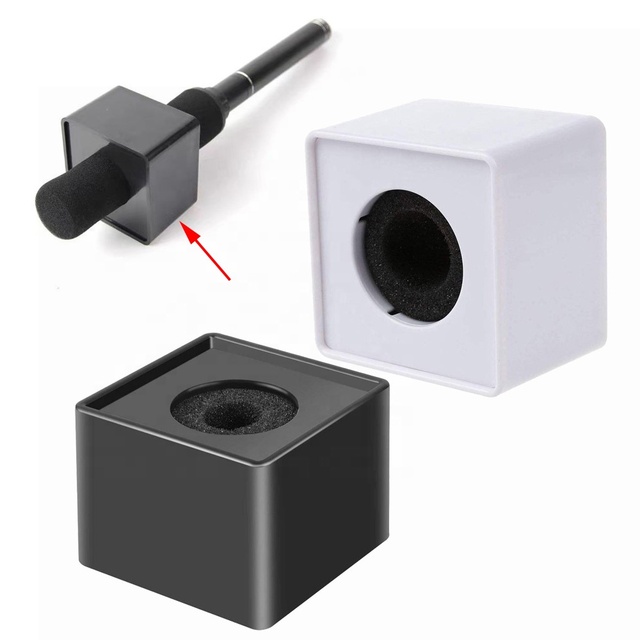 Microphone Logo Flag Station Cube Interview Mic Logo Mark KTV Mic ABS Square Flags TV Station Reporter Mic Cube Box Foam Cover