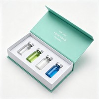 Boîte d'emballage magnétique personnalisée pour peptides, en carton noir avec emplacements en mousse pour flacons de 2 ml et 3 ml, recyclable
