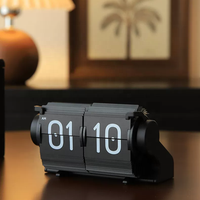 Horloge à affichage numérique à bascule avec piles au lithium, retournement automatique des pages, horloge de table noire # HY-D005-B