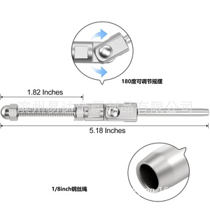 Tornillo de tensión giratorio de 180 grados, 1/8 pulg., de acero inoxidable T316, accesorio para barandillas de cable metálico para escaleras - Product Image 4