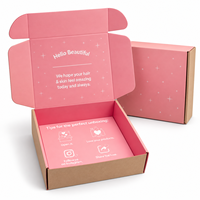 Boîte d'expédition personnalisée en carton ondulé rose pâle avec impression de message intérieur et fourniture d'emballage en gros pour les marques de beauté