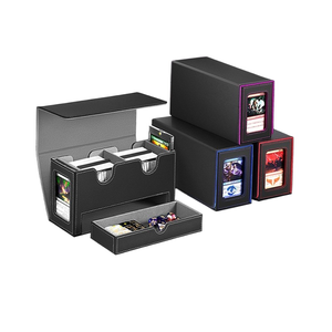 Boîte à cartes magnétique de luxe en cuir PU avec fenêtre et tiroir à dés étui à cartes de jeu de grande capacité pour les collectionneurs - Product Image 2