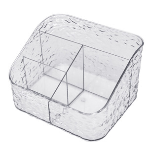 Caja de almacenamiento de cosméticos acrílica, organizador de escritorio con patrón de ondas de agua para brochas de maquillaje, pintalabios, productos para el cuidado de la piel - Product Image 5