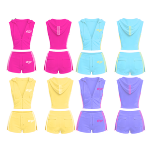Y2K Velour Women's Above Knee Breathable <b>Shorts</b> Set Casual <b>Velvet</b> Streetwear Zip Hooded Jacket 2 Piece Tracksuit Set - Product Image 1
