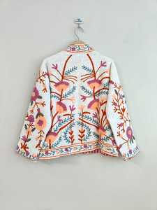 Classic Art Craft Handmade Embroidered Bohemian Suzani Bomber <b>Jacket</b> Reversible Breathable Eco Friendly <b>Short</b> <b>Sleeve</b> <b>Jacket</b> - Product Image 6