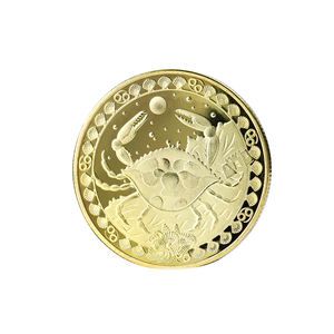 Moneda de cabra personalizable chapada en oro liso del zodiaco de doce constelaciones de metal - Product Image 4