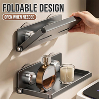 WEKIS Étagère pliable pour robinet de salle de bain, fixation murale à ventouse, sans perçage, support de rangement au-dessus de l'évier, panier organisateur pour shampoing