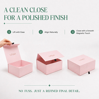 Boîte cadeau magnétique pliable rose avec logo personnalisé, impression marbrée à l'intérieur, emballage en papier rigide de luxe pour cadeaux de beauté