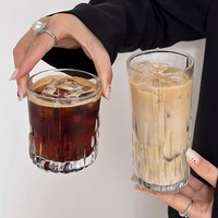 Verre à whisky minimaliste en verre gaufré, style coréen, inspiré d'Instagram, pour boissons froides, jus et café, usage domestique