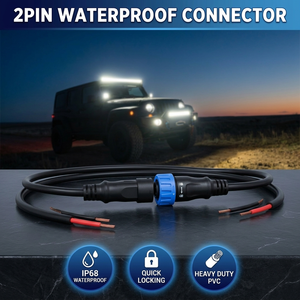 Conector Moldado à Prova d'Água Azul de 2 Pinos com Trava Rápida e Alívio de Tensão em PVC, Plugue Macho e Fêmea de Borracha/PVC - Product Image 1