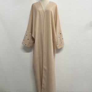 Vendita calda moda amore ricamo donne tacchino Design semplice abito elegante ricamo Kimono Dubai Abaya - Product Image 3