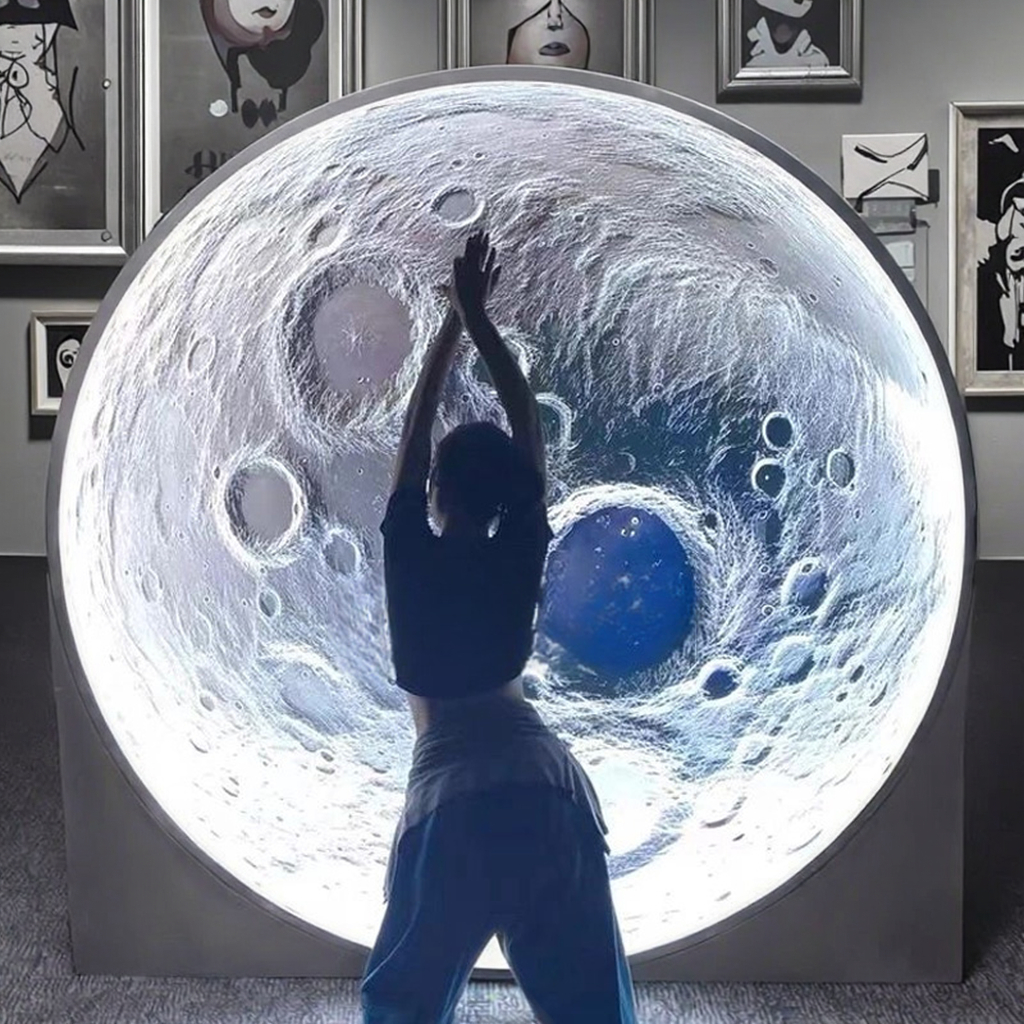 Internet Celebrity Moon Light Box Creative Aluminum Frame for Sunset Afterglow for Camp Bar Cafe Barbecue Shop Advertising