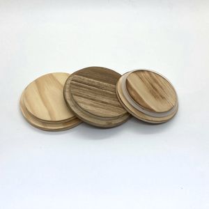 Vela de madera de fresno de estilo antiguo redonda personalizada tapa de madera con junta de corredor para tarros vela de cristal taza mate en blanco - Product Image 1