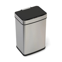 Cubo de Basura Inteligente de Acero Inoxidable, 45L-70L, Gran Capacidad, Cuadrado, con Sensor de Control Inductivo Eléctrico