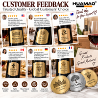 Étiquettes de vin en métal de luxe avec logo HUAMAO, aspect et toucher haut de gamme, imperméables et résistantes aux rayures