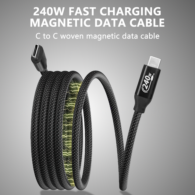 Factory Direct 240W 3.28FT 5FT Phone Nylon Braid Cable Magnetic USBC Type-C PD240W 5A Fast Charging C to C Cable
