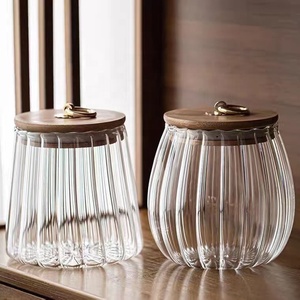 Neue meist verkaufte Verkäufer Küche Essen Tee Kaffee Bar Glas Vorrats glas Flaschen Gläser Behälter <span class=keywords><strong>Set</strong></span> mit Bambus deckel Metall griff - Product Image 1