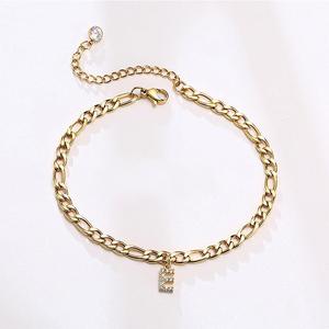 Moda Zircon 26 Carta Inicial Pingente Mulheres Tornozeleiras Ouro Cubano Link Cadeia Aço Inoxidável 18K Banhado A Ouro Tornozeleiras Impermeáveis - Product Image 2