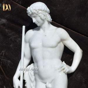Classique célèbre jardin extérieur grandeur nature blanc western nu grec figure homme statue sculpture décor - Product Image 5