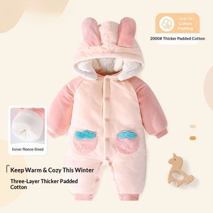 Abbigliamento per Neonati, Tutina Invernale in Velluto a Coste, Tuta Imbottita Autunnale, Calda Fodera in Pile per Bambine, Abbigliamento Invernale Ispessito - Product Image 1