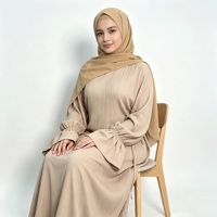 Abaya plissée pour femmes, manches bouffantes, vêtements modestes, vêtements musulmans islamiques, longueur au sol, couvrance intégrale