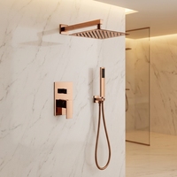 Mitigeur de douche à poignée unique en or rose Spray de massage par pluie douce Système dissimulé Ensemble de salle de bain à main pour hôtels Laiton Céramique