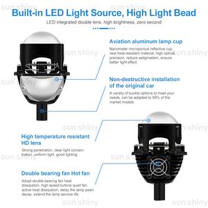 Lampu Depan Mobil Sunshiny Super Bright 13000LM Lensa Besar 2.5 Inci Bohlam Proyektor Bi-LED Lensa Proyektor Bi Led untuk Mobil - Product Image 2