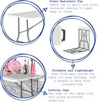 Table pliante gain de place en plastique HDPE épaissi avec structure en acier inoxydable pour extérieur, jardin, patio, hôtel, pique-nique, camping, cour arrière