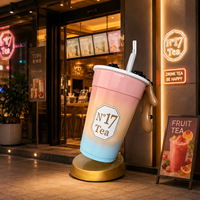Große Umweltfreundliche Bubble-Tea-Harz-Skulpturen Tassen-Statue für Dessert-Läden Außenwerbung Kommerzielle Dekoration