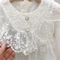 Robe longue à manches longues pour filles en gros, nouvelle collection printemps, jupe de princesse en dentelle pour enfants, vêtements doux pour enfants