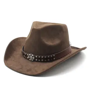 Wholesale Unisex Western Wide Brim Suede Cowboy Hats For Men Adult