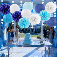 EASTTERN Décoration de fête, lanternes en papier, 15 pièces, anniversaire, bébé, fête prénatale, pompons en papier, nid d'abeille, fournitures de décoration suspendues pour mariage