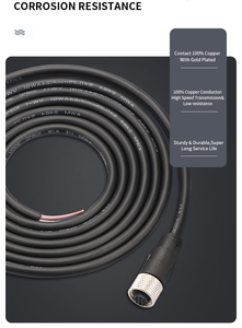 M12 tùy chỉnh 2 pin lõi cảm biến kết nối cắm thiết bị đầu cuối không thấm nước IP68 hàng không lớp Cáp lắp ráp dây điện mở rộng dây - Product Image 5