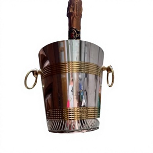 Cubo de Hielo de Diseño Elegante, Diseño Dorado Curvo con Asas, Enfriador de Champán de Alta Calidad, Enfriador de Vino Duradero de Grado Alimenticio - Product Image 1