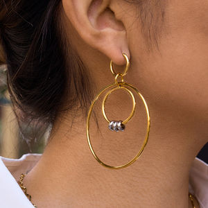 Boucles <span class=keywords><strong>d</strong></span>'oreilles linéaires multirangs bicolores tendance |   Boucles <span class=keywords><strong>d</strong></span>'oreilles chaîne exagérées en acier inoxydable plaqué <span class=keywords><strong>or</strong></span> 18 carats - Product Image 4