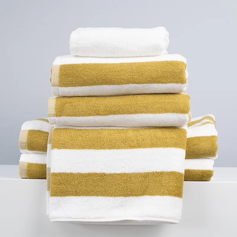 Alta qualidade 100% algodão altamente absorvente piscina toalha listra personalizada logotipo bordado natação toalha praia toalha
