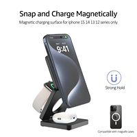 Chargeur sans fil 3-en-1 magnétique pliable, support de chargeur de voyage, compatible avec iPhone, chargeur multifonctionnel, vente chaude