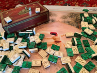 Tuiles de Mahjong Shukr, Tuiles de Mahjong gravées, Tuiles de Mahjong américaines, Tuiles de Mahjong vertes