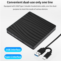 TISHRIC-Lecteur de DVD externe de type C, câble USB 3.0, lecteur de graveur de CD RW ROM, lecteur de CD, lecteur optique pour ordinateur portable et de bureau