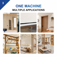 Machine à chantourner automatique compacte pour bandes étroites, spécialisée pour les panneaux fins, avec coupeur intégré