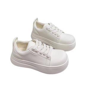 European American Simple Style Soft Leather Platform Big Head White Sneakers New <b>Height</b>-<b>Increasing</b> Versatile Casual Sneakers - Product Image 5