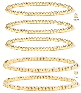 กำไลข้อมือลูกปัดมิตรภาพสแตนเลสสตีล 316L ชุบทอง 18K หนา 3 มม. ดีไซน์ใหม่สั่งทำขายส่งแบบคลาสสิกสำหรับทุกเพศ - Product Image 1