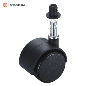 Rueda giratoria de plástico negro para <span class=keywords><strong>silla</strong></span> de oficina con tapa y perno <span class=keywords><strong>Ruedas</strong></span> pequeñas - Product Image 1