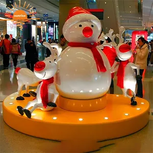 Gran oferta decoración navideña estatua de fibra de vidrio tamaño real al aire libre Santa Claus