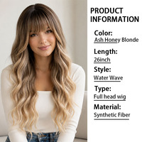 Perruque synthétique résistante à la chaleur, sans colle, avec ligne de cheveux naturelle, ondulations longues et ondulées, couleur blond cendré, pour femmes, fournie directement par l'usine