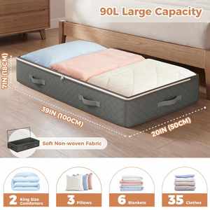 90L <b>Under</b> <b>Bed</b> Storage Containers 4pack Closet Organizers and Storage Bins Foldable Underbed Storage Bags - Product Image 2