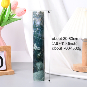 สินค้ามาใหม่ แท่งคริสตัลทรงกระบอกขนาดใหญ่จากหินธรรมชาติ มอสอาเกต สำหรับตกแต่ง - Product Image 4